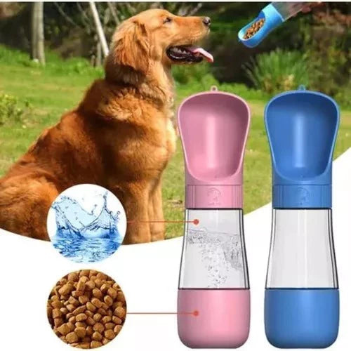 Garrafa de Água Com Porta Ração Portátil