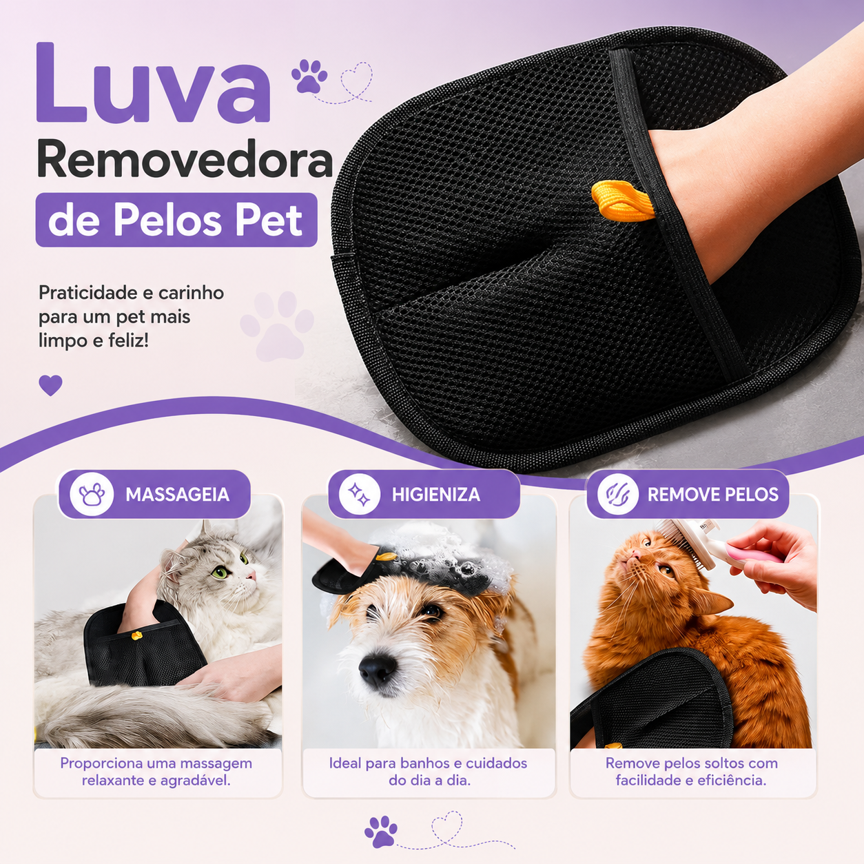 Luva Removedora de Pelos Pet