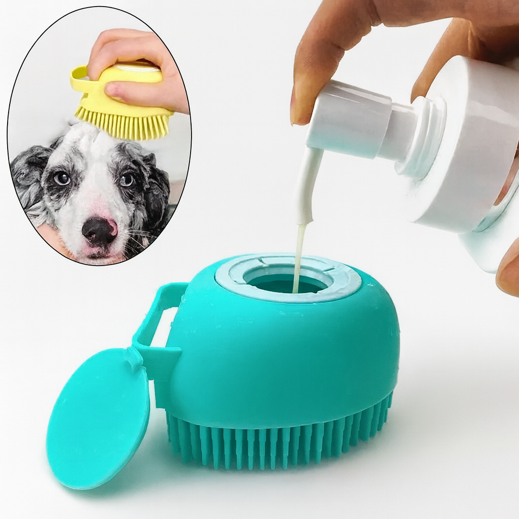 Escova de Banho para Pet com Dispenser