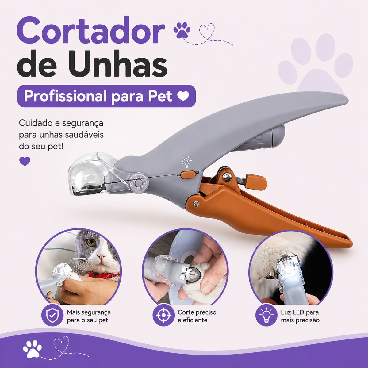 Cortador de Unhas Profissional para Pet