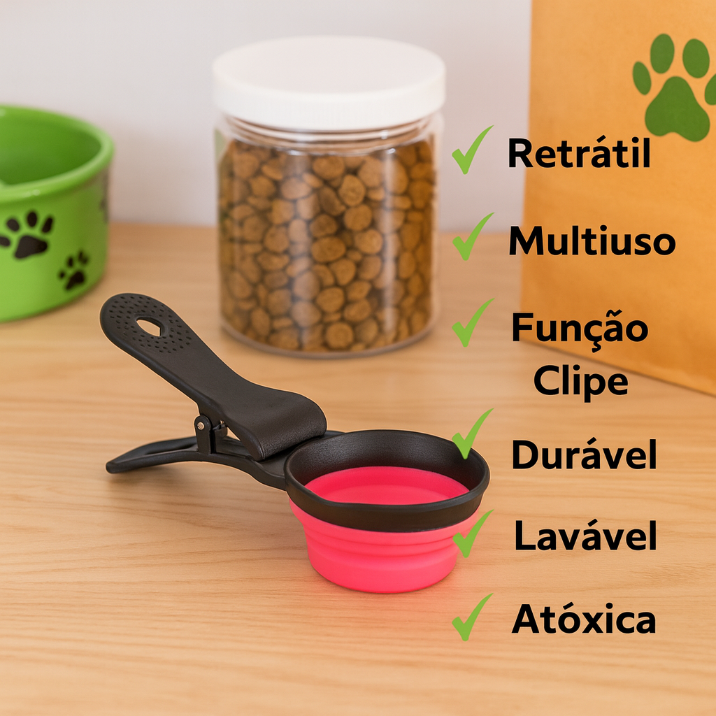 Medidor de Ração Dobrável com Clipe