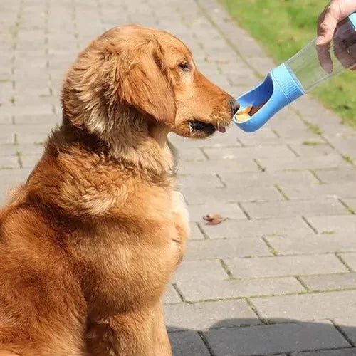 Garrafa de Água Com Porta Ração Portátil