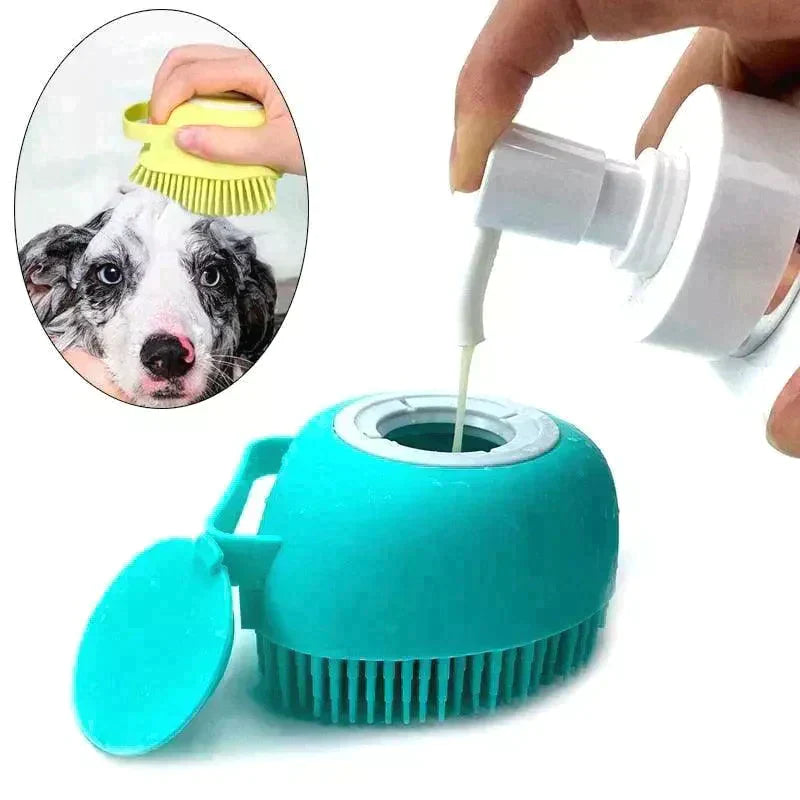 Escova de Banho para Pet com Dispenser